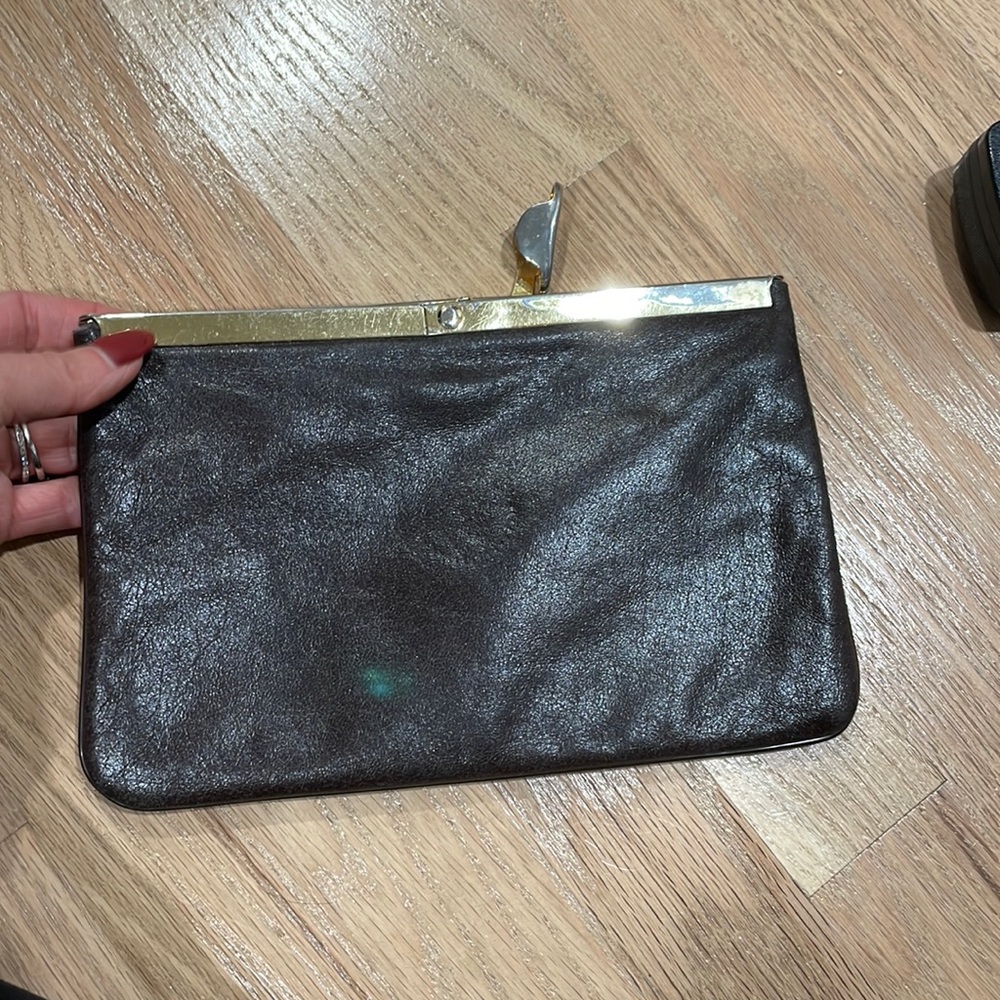 Vintage brown frame convertible clutch